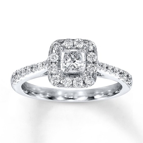 Previously Owned Diamond Engagement Ring 3/4 ct tw Princess-cut 14K White Gold