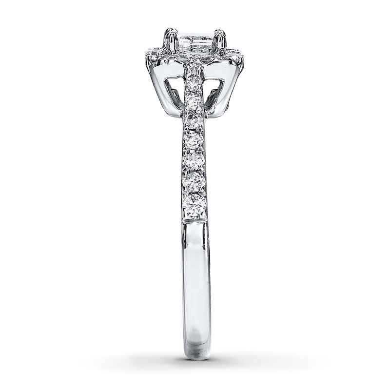 Main Image 3 of Previously Owned Diamond Engagement Ring 3/4 ct tw Princess-cut 14K White Gold