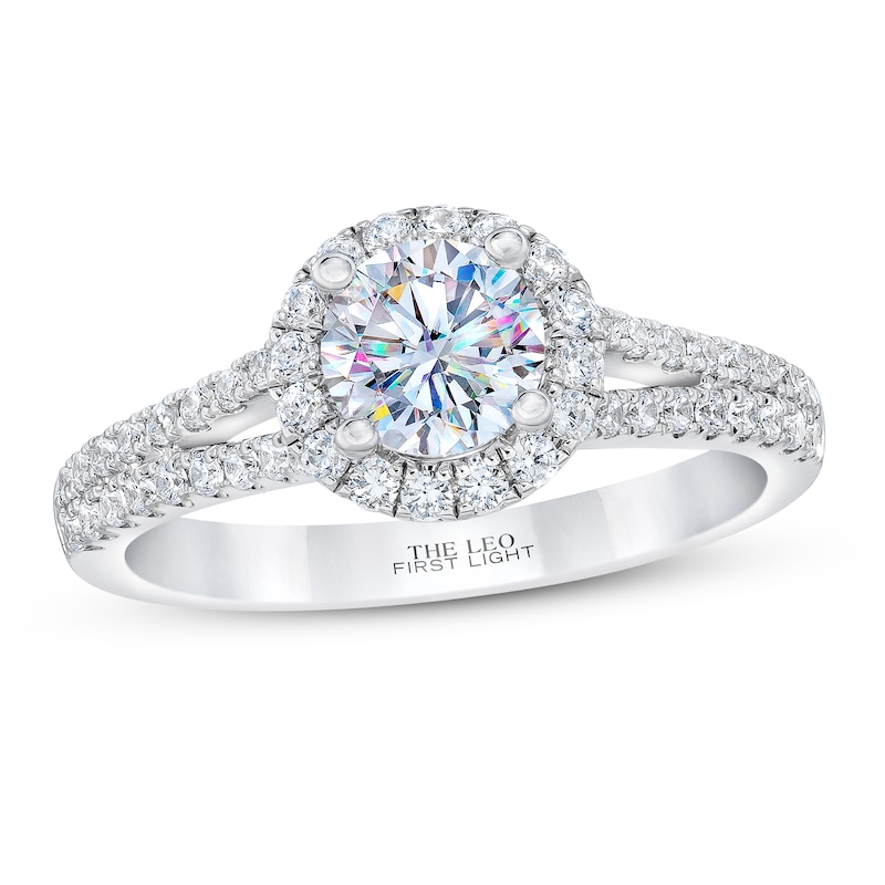 Main Image 1 of Previously Owned THE LEO First Light Diamond Engagement Ring 1 ct tw 14K White Gold