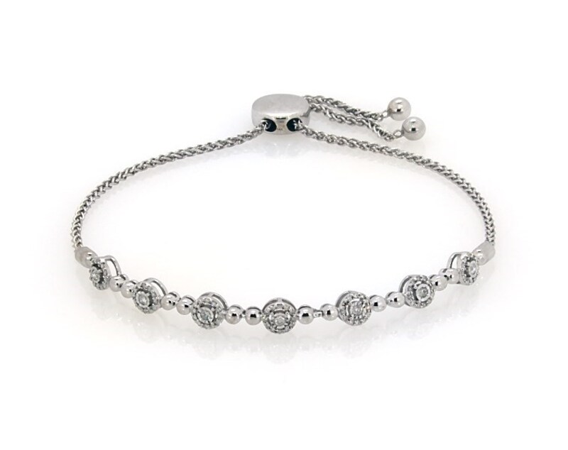 Main Image 1 of Previously Owned Diamond Bolo Bracelet 1/3 ct tw Round-cut 10K White Gold 9.5"