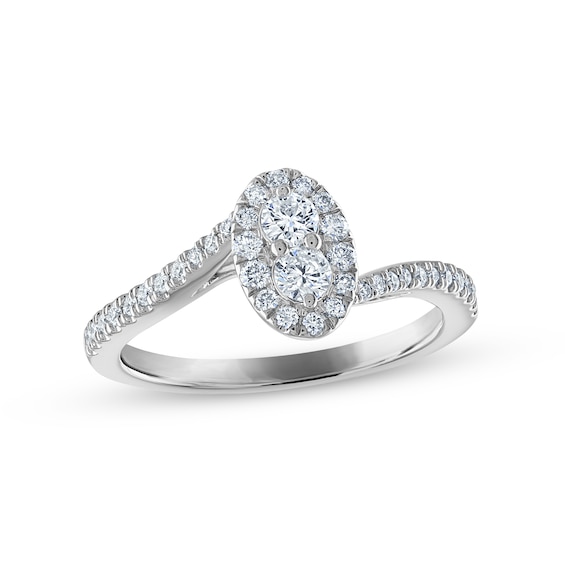 Previously Owned Multi-Diamond Engagement Ring 1/2 ct tw Round-cut 14K White Gold