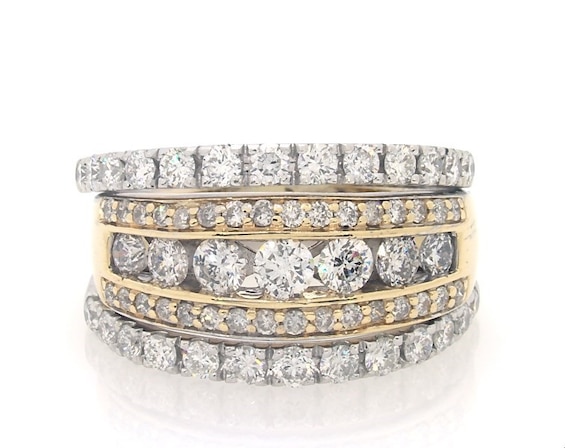 Previously Owned Round-Cut Diamond Wedding Set 2 ct tw 14K Two-Tone Gold Size 7.75