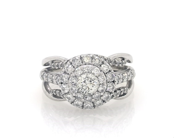 Previously Owned Round-Cut Diamond Bridal Set 1-/ ct tw 14K White Gold Size