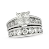 Thumbnail Image 1 of Previously Owned Princess-Cut Quad Diamond Bridal Set 3 ct tw 14K White Gold Size 8