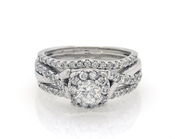 Previously Owned Round-Cut Diamond Bridal Set 3/4 ct tw 14K White Gold Size 5.5