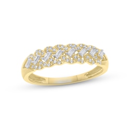 Previously Owned Diamond Anniversary Ring 1/5 ct tw Baguette & Round-cut 10K Yellow Gold