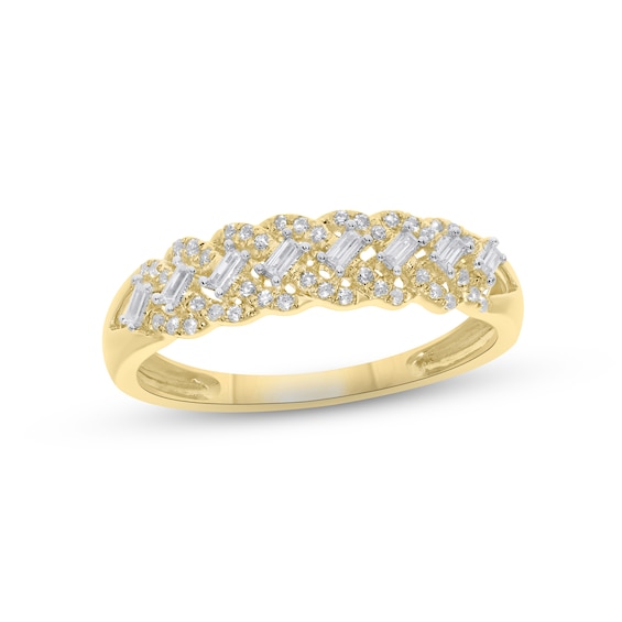 Previously Owned Diamond Anniversary Ring 1/5 ct tw Baguette & Round-cut 10K Yellow Gold