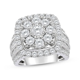 Previously Owned Round-Cut Diamond Cushion Frame Engagement Ring 4 ct tw 10K White Gold