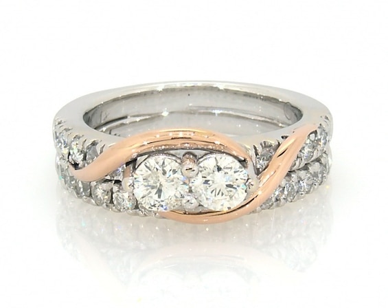 Previously Owned Ever Us Round-Cut Diamond Bridal Set 1-1/15 ct tw 14K Two-Tone Gold Size 4.75