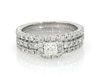 Thumbnail Image 1 of Previously Owned Princess-Cut Diamond Halo Bridal Set 1-1/5 ct tw 14K White Gold Size 5