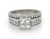 Thumbnail Image 1 of Previously Owned Princess-Cut Quad Diamond Bridal Set 1-1/3 ct tw 14K White Gold Size 5