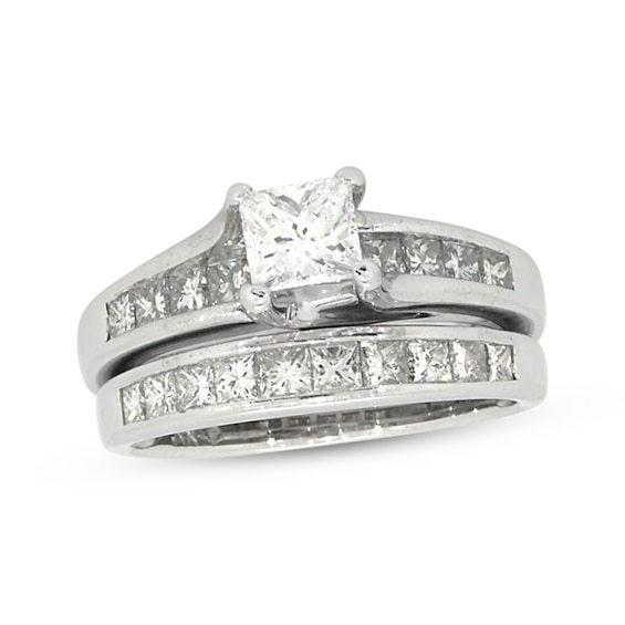Previously Owned Princess-Cut Diamond Bridal Set 1-1/2 ct tw 14K White Gold Size 5.25