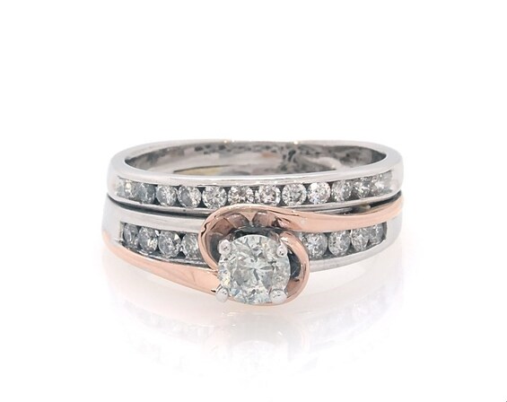 Previously Owned Round-Cut Diamond Bridal Set 1 ct tw 14K Two-Tone Gold & 10K White 8