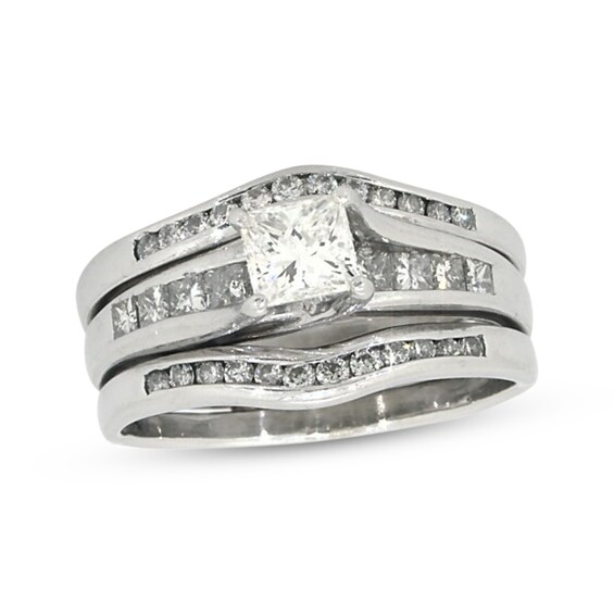 Previously Owned Princess-Cut Diamond Bridal Set 1-1/4 ct tw 14K White Gold Size 7.5