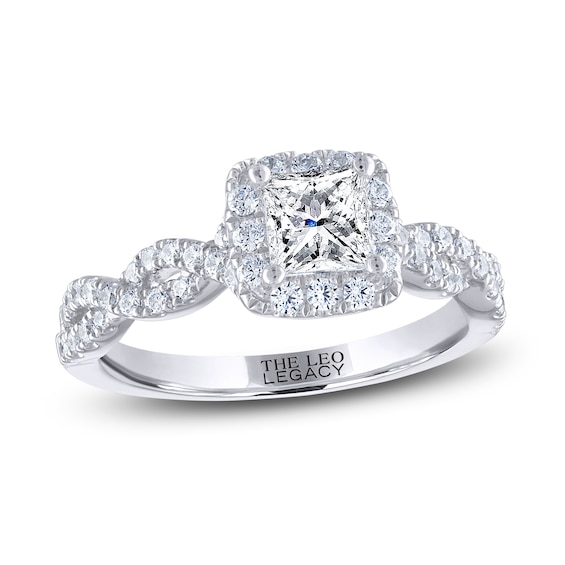 Previously Owned THE LEO Legacy Lab-Grown Diamond Princess-Cut Engagement Ring 1-1/6 ct tw 14K White Gold
