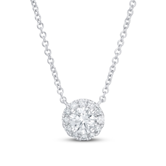Previously Owned KAY Lab-Grown Diamonds Necklace 1/2 ct tw 14K White Gold 19" (F/SI2)