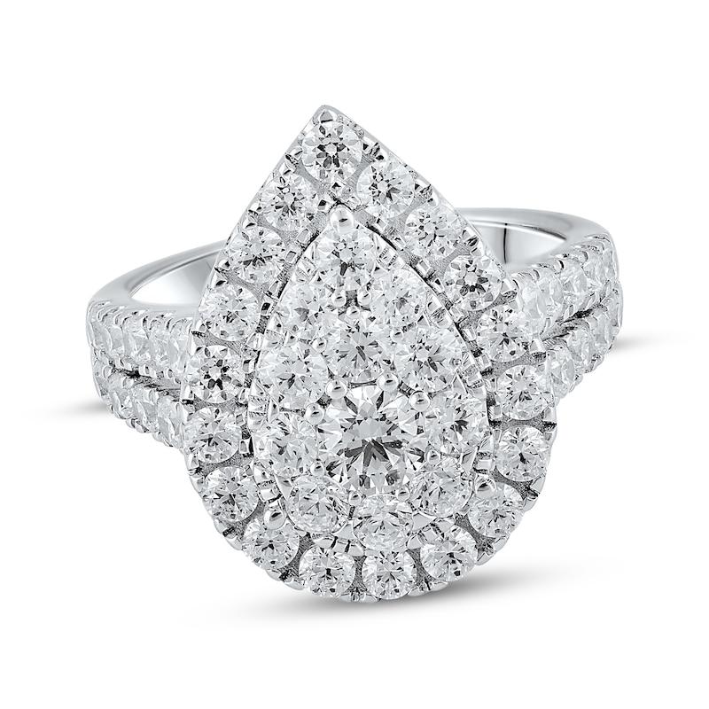 Main Image 1 of Previously Owned Lab-Grown Diamonds Multi-Diamond Center Engagement Ring 2-1/2 ct tw 14K White Gold