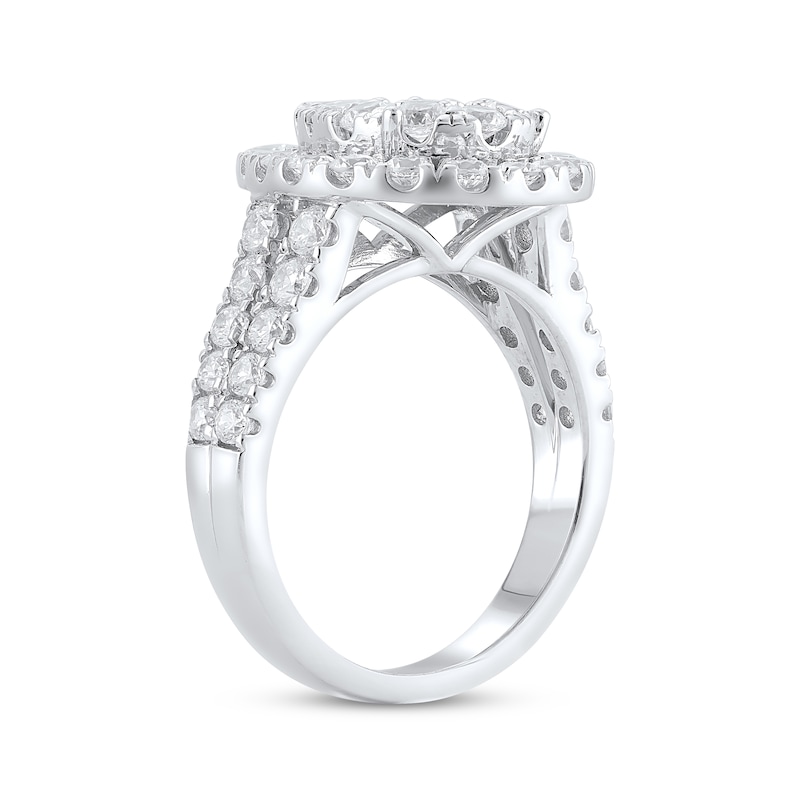 Main Image 2 of Previously Owned Lab-Grown Diamonds Multi-Diamond Center Engagement Ring 2-1/2 ct tw 14K White Gold