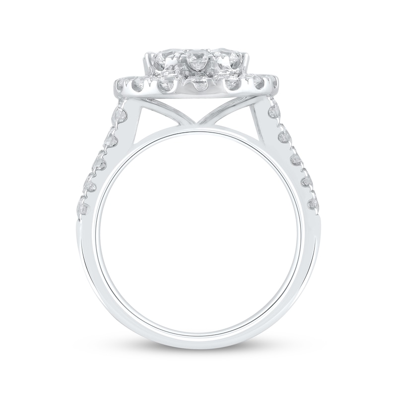 Main Image 3 of Previously Owned Lab-Grown Diamonds Multi-Diamond Center Engagement Ring 2-1/2 ct tw 14K White Gold