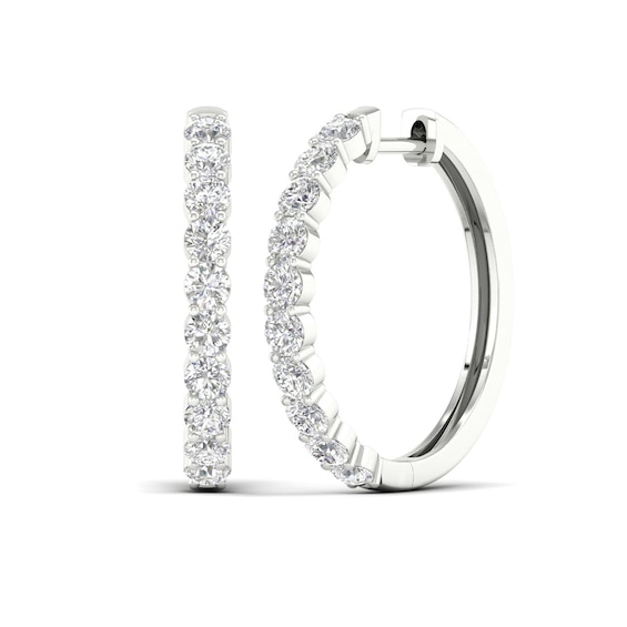 Previously Owned Lab-Created Diamonds by KAY Hoop Earrings 3 ct tw 14K White Gold