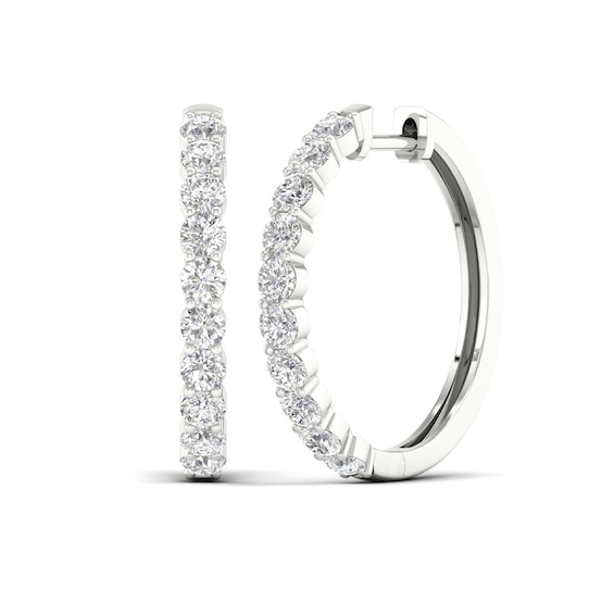 Previously Owned KAY Lab-Grown Diamonds Hoop Earrings 3 ct tw 14K White Gold
