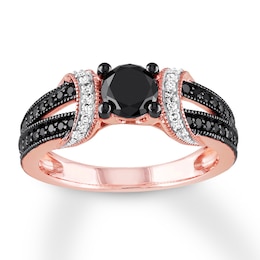Previously Owned Black & White Diamond Engagement Ring 1 ct tw 10K Rose Gold Size 7