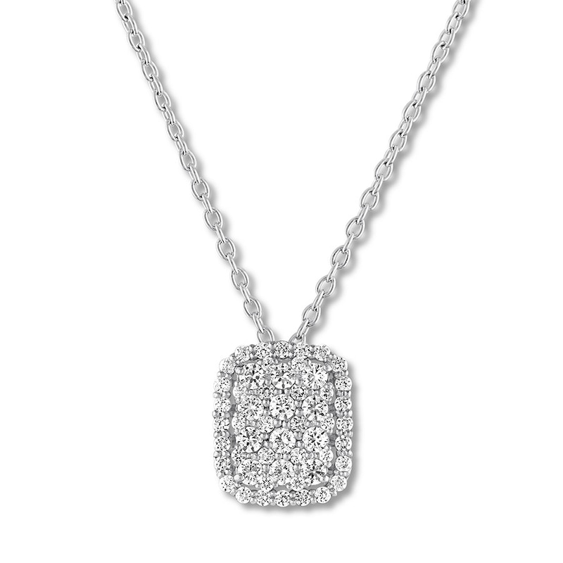 Main Image 1 of Previously Owned Diamond Necklace 1/2 ct tw Round-cut 10K White Gold 18"
