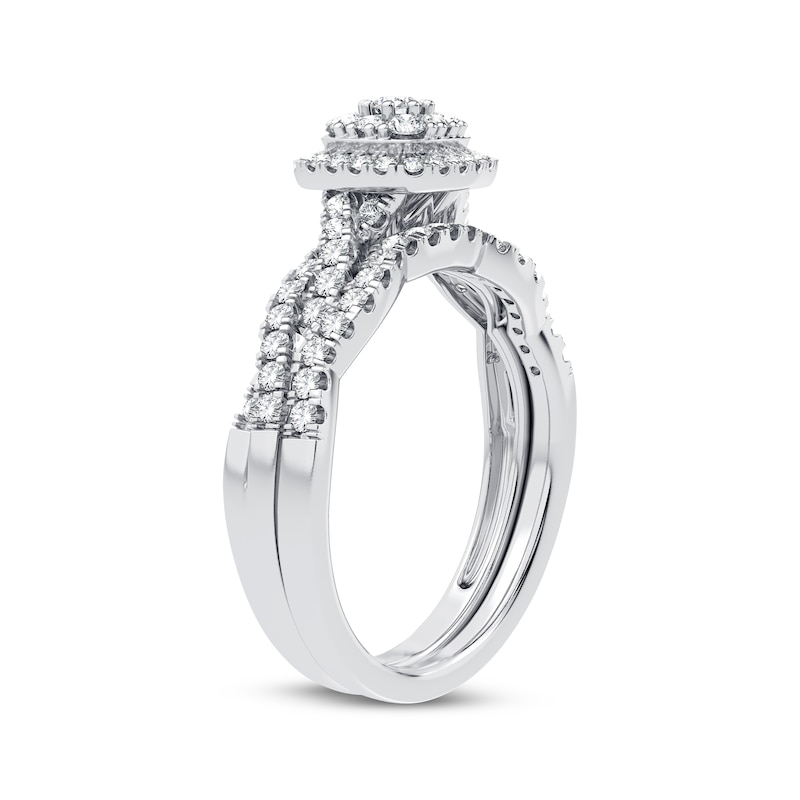 Main Image 2 of Previously Owned Multi-Diamond Center Bridal Set 1/2 ct tw Round-cut 10K White Gold