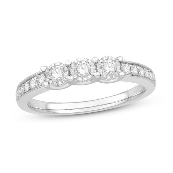 Previously Owned Three-stone Diamond Anniversary Ring 1/3 ct tw 10K White Gold