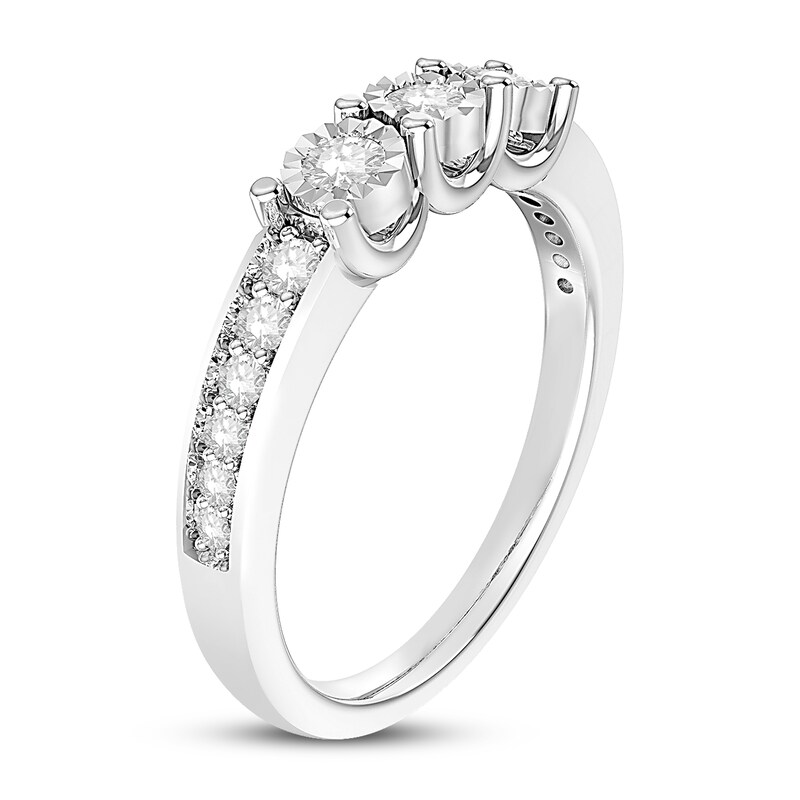 Main Image 2 of Previously Owned Three-stone Diamond Anniversary Ring 1/3 ct tw 10K White Gold