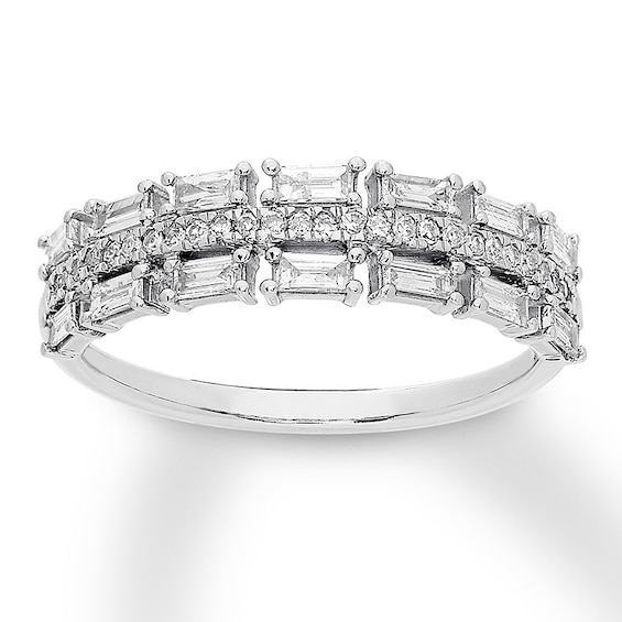 Previously Owned Diamond Ring 3/8 ct tw Baguette & Round 10K White Gold