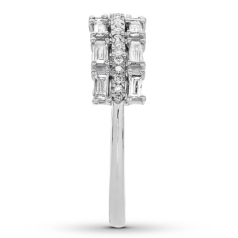 Main Image 3 of Previously Owned Diamond Ring 3/8 ct tw Baguette & Round 10K White Gold