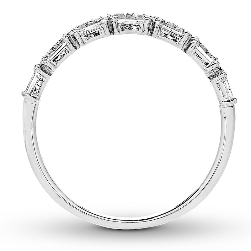 Main Image 4 of Previously Owned Diamond Ring 3/8 ct tw Baguette & Round 10K White Gold