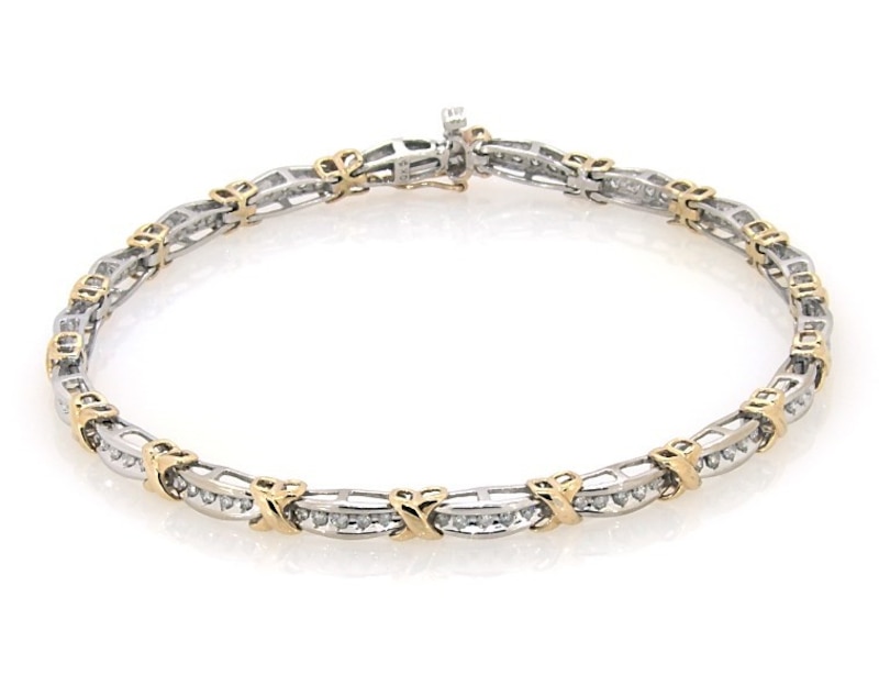 Previously Owned Diamond Crossover Bracelet 1-1/4 ct tw 10K Two-Tone Gold 9"