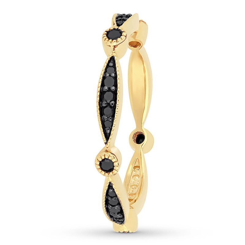 Main Image 3 of Previously Owned Black Diamond Anniversary Band 1/4 ct tw 10K Yellow Gold Size 7