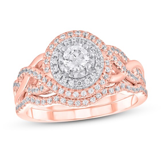 Previously Owned Diamond Bridal Set 5/8 ct tw Round-cut 14K Two-Tone Gold