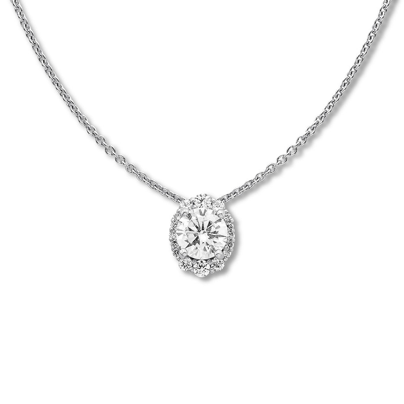 Main Image 1 of Previously Owned Diamond Necklace 7/8 ct tw Round-cut 14K White Gold 18"