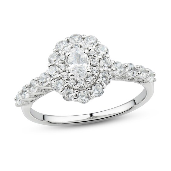 Previously Owned Diamond Engagement Ring 7/8 ct tw Oval/Round 14K White Gold