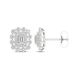 Previously Owned KAY Lab-Grown Diamonds Emerald-Cut Stud Earrings 1 ct tw 14K White Gold