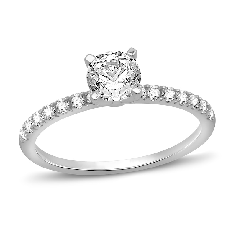 Main Image 1 of Previously Owned Diamond Engagement Ring 7/8 ct tw Round-Cut 14K White Gold