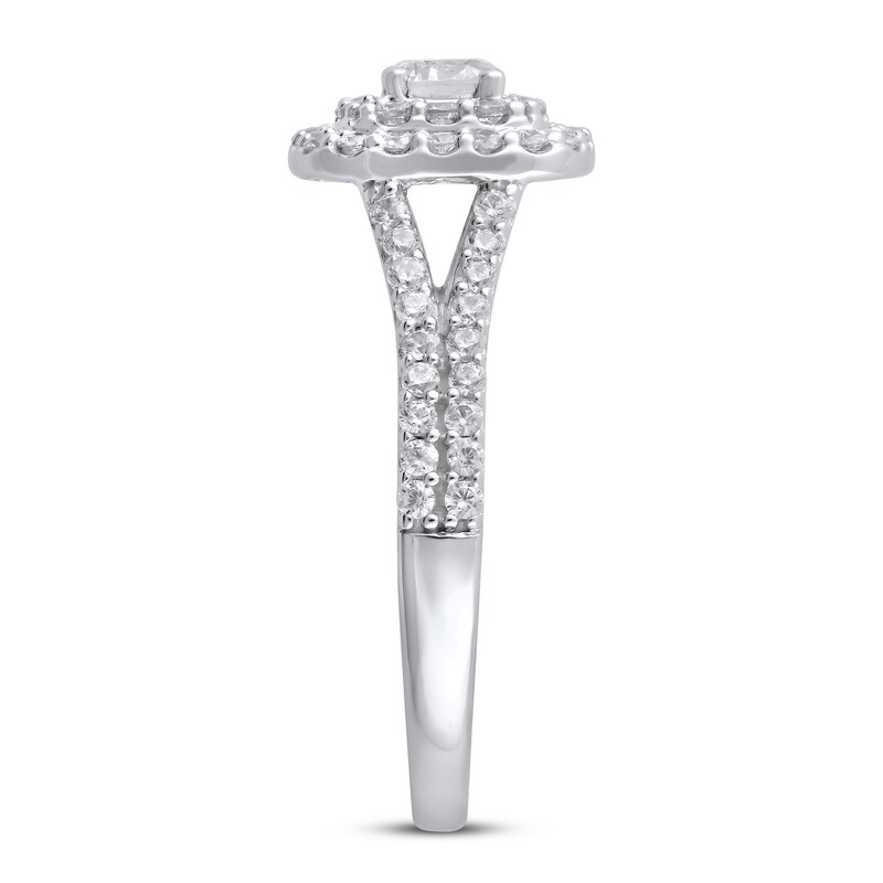 Main Image 2 of Previously Owned Lab-Grown Diamonds Cushion Frame Engagement Ring 1 ct tw 14K White Gold