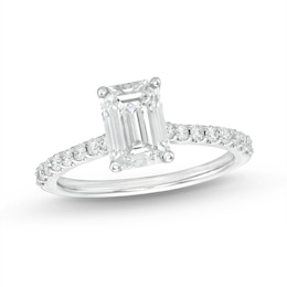 Previously Owned Lab-Grown Diamonds Emerald-Cut Engagement Ring 1-3/4 ct tw 14K White Gold