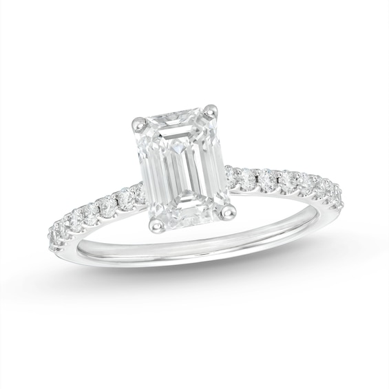 Previously Owned Lab-Grown Diamonds Emerald-Cut Engagement Ring 1-3/4 ct tw 14K White Gold