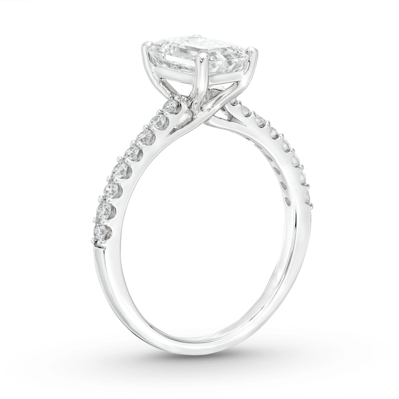 Main Image 2 of Previously Owned Lab-Grown Diamonds Emerald-Cut Engagement Ring 1-3/4 ct tw 14K White Gold