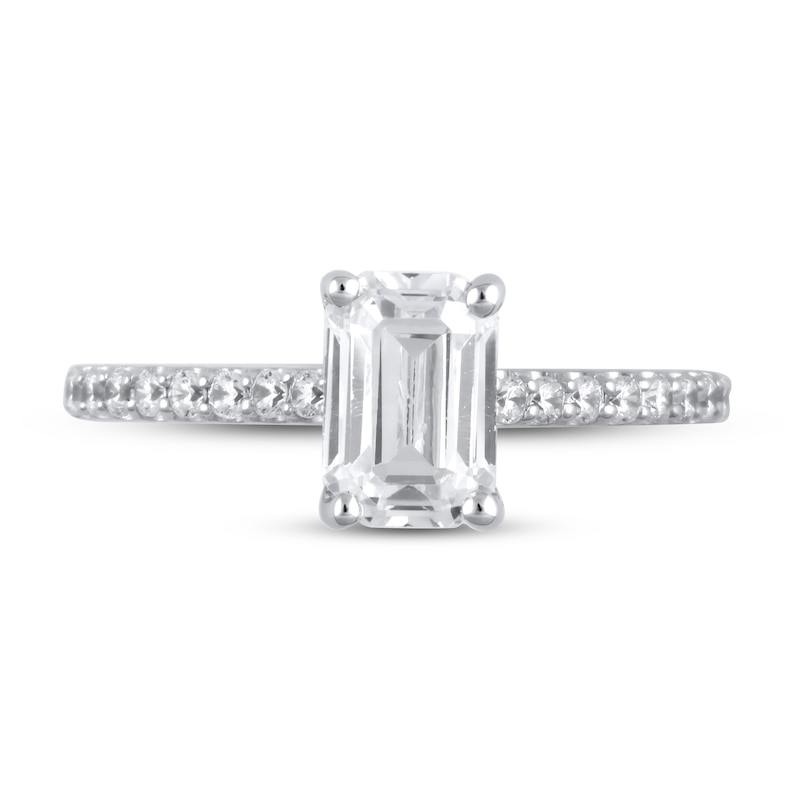 Main Image 3 of Previously Owned Lab-Grown Diamonds Emerald-Cut Engagement Ring 1-3/4 ct tw 14K White Gold