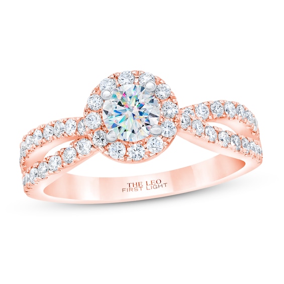 Previously Owned THE LEO First Light Diamond Round-Cut Engagement Ring 7/8 ct tw 14K Rose Gold 8