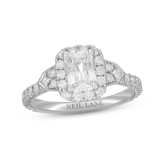 Previously Owned Neil Lane Diamond Engagement Ring 1-5/8 ct tw Radiant, Round & Princess-cut 14K White Gold