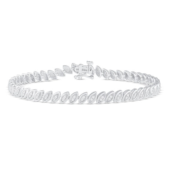 Previously Owned Diamond Marquise Link Bracelet 1/2 ct tw Round-cut Sterling Silver 7.25"