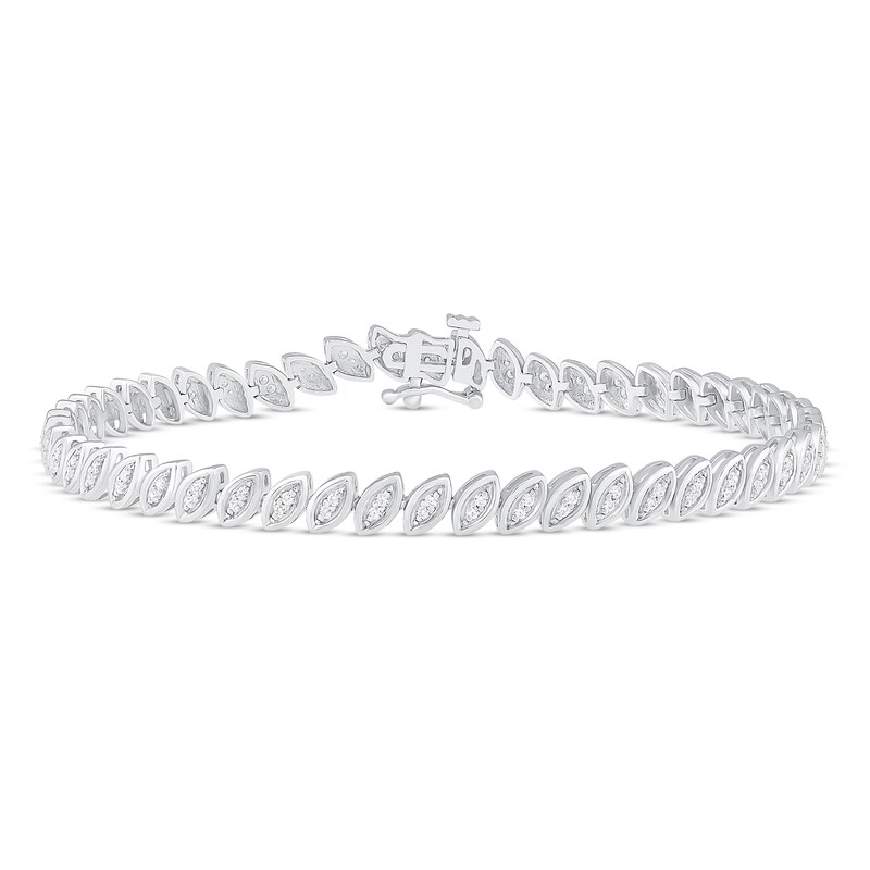 Main Image 1 of Previously Owned Diamond Marquise Link Bracelet 1/2 ct tw Round-cut Sterling Silver 7.25&quot;