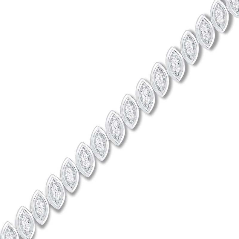 Main Image 2 of Previously Owned Diamond Marquise Link Bracelet 1/2 ct tw Round-cut Sterling Silver 7.25&quot;